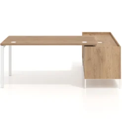 Mesa de oficina con pedestal cajonera Kube fondo 80cm estructura blanca