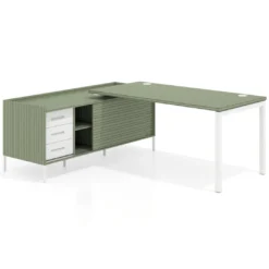 Mesa de oficina con pedestal cajonera Kube fondo 80cm estructura blanca