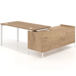 Mesa de oficina con pedestal cajonera Kube fondo 80cm estructura blanca