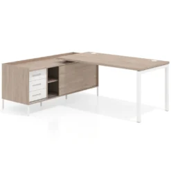 Mesa de oficina con pedestal cajonera Kube fondo 80cm estructura blanca