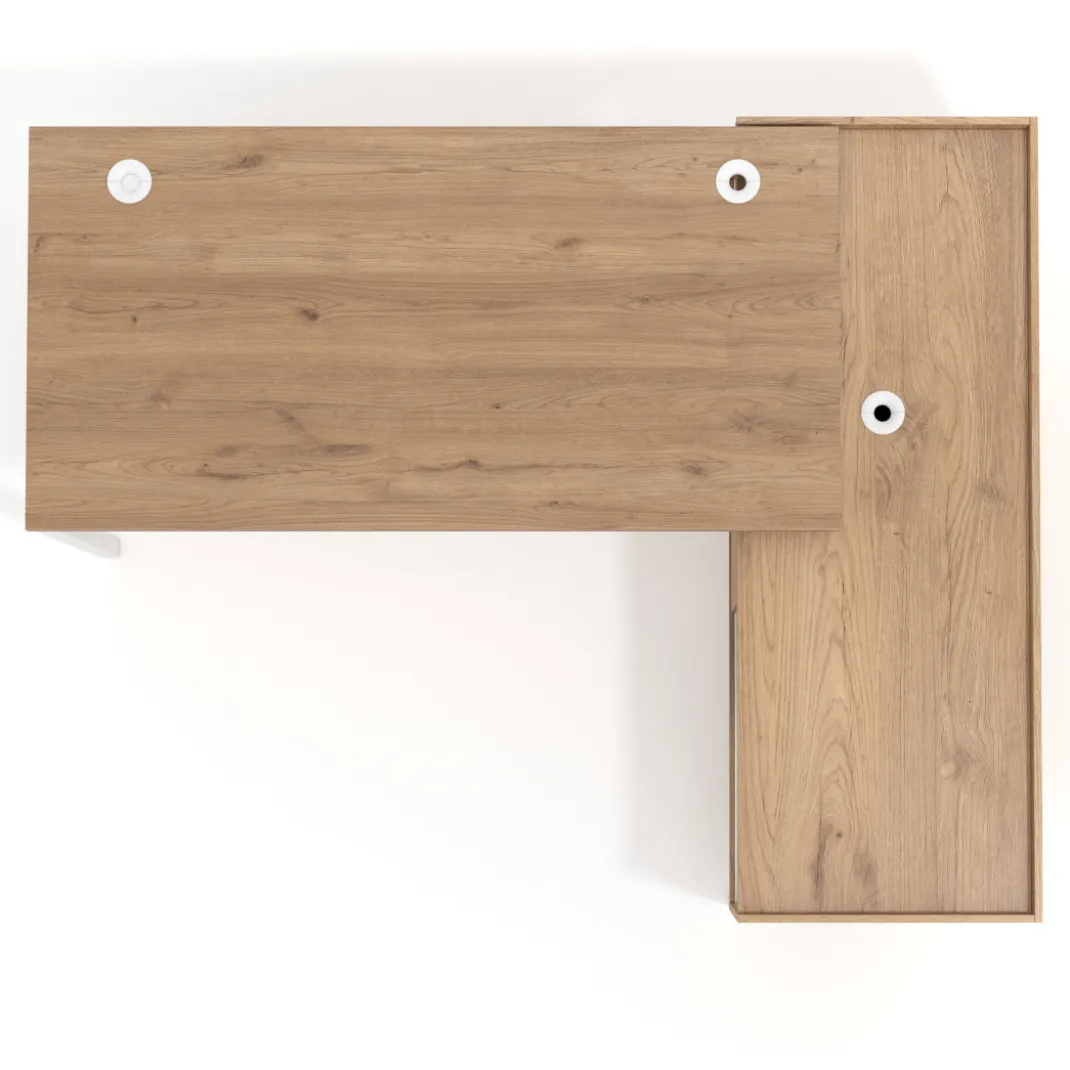 Mesa de oficina con pedestal cajonera Kube fondo 80cm estructura blanca