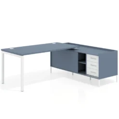 Mesa de oficina con pedestal cajonera Kube fondo 80cm estructura blanca