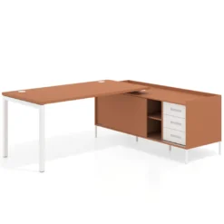 Mesa de oficina con pedestal cajonera Kube fondo 80cm estructura blanca