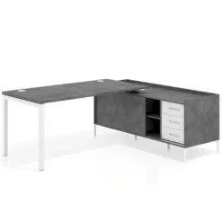 Mesa de oficina con pedestal cajonera Kube fondo 80cm estructura blanca