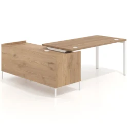 Mesa de oficina con pedestal cajonera Kube fondo 80cm estructura blanca