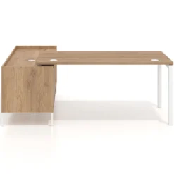 Mesa de oficina con pedestal cajonera Kube fondo 80cm estructura blanca