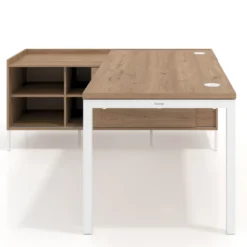 Mesa de oficina con pedestal estantes Kube fondo 80cm estructura blanca