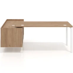 Mesa de oficina con pedestal estantes Kube fondo 80cm estructura blanca