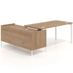 Mesa de oficina con pedestal estantes Kube fondo 80cm estructura blanca