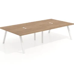 Mesa de oficina coworking doble UvePro fondo 166, cantos rectos, estructura blanca
