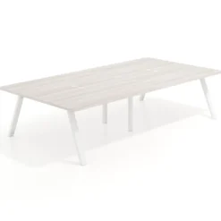 Mesa de oficina coworking doble UvePro fondo 166, cantos rectos, estructura blanca
