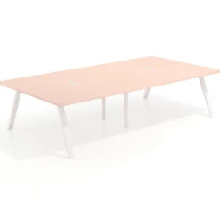 Mesa de oficina coworking doble UvePro fondo 166, cantos rectos, estructura blanca