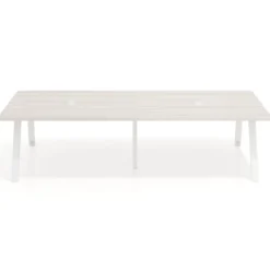 Mesa de oficina coworking doble UvePro fondo 166, cantos rectos, estructura blanca