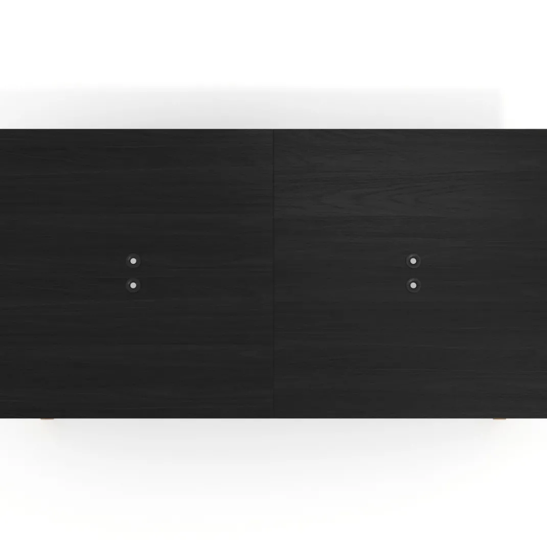 Mesa de oficina coworking doble UvePro fondo 166, cantos rectos, estructura negra/madera