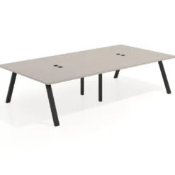 Mesa de oficina coworking doble UvePro fondo 166, cantos rectos, estructura negra