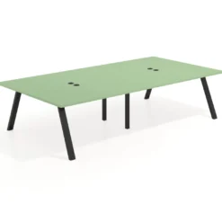 Mesa de oficina coworking doble UvePro fondo 166, cantos rectos, estructura negra