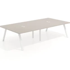 Mesa de oficina coworking doble UvePro fondo 166, cantos rectos, estructura blanca