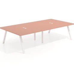 Mesa de oficina coworking doble UvePro fondo 166, cantos rectos, estructura blanca