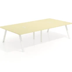 Mesa de oficina coworking doble UvePro fondo 166, cantos rectos, estructura blanca