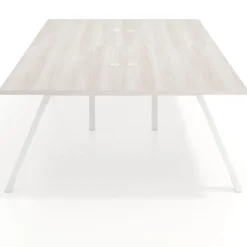 Mesa de oficina coworking doble UvePro fondo 166, cantos rectos, estructura blanca