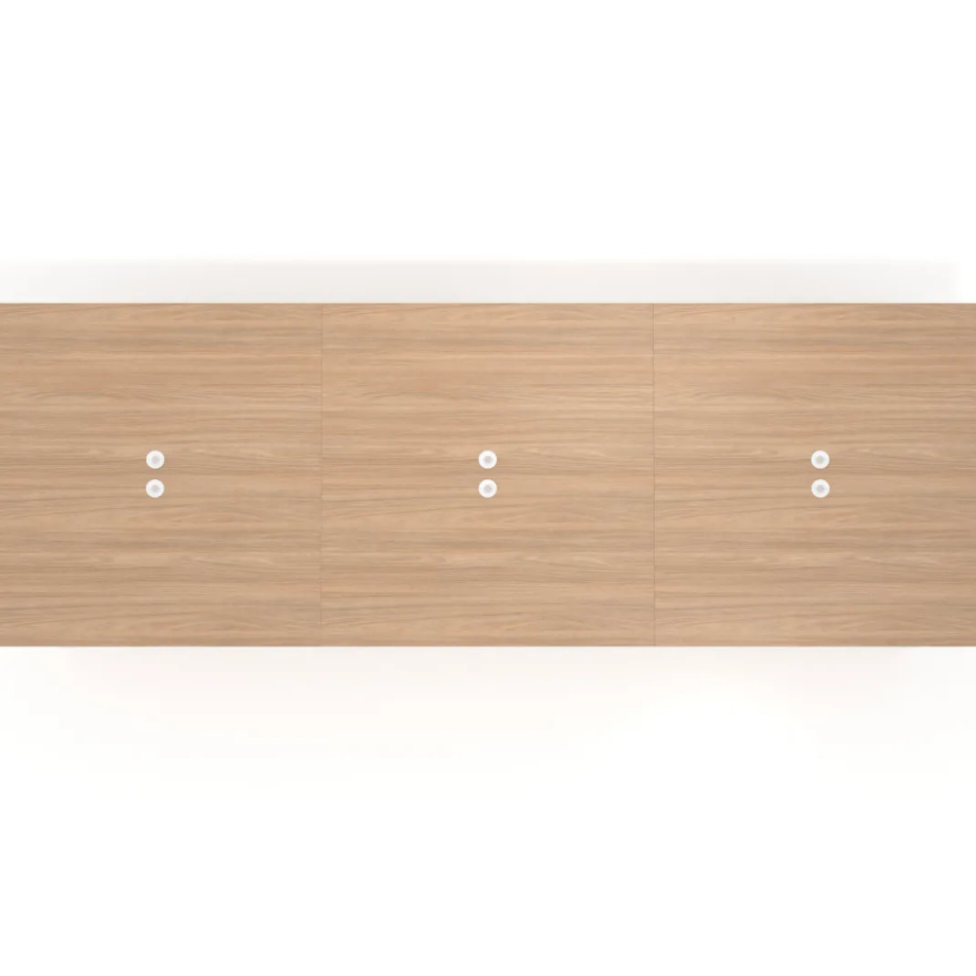 Mesa de oficina coworking triple UvePro fondo 166, cantos rectos, estructura blanca