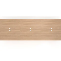 Mesa de oficina coworking triple UvePro fondo 166, cantos rectos, estructura blanca