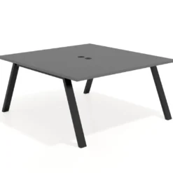 Mesa de oficina doble UvePro fondo 166, cantos rectos, estructura negra