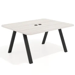 Mesa de oficina doble UvePro fondo 126, cantos redondeados, estructura negra
