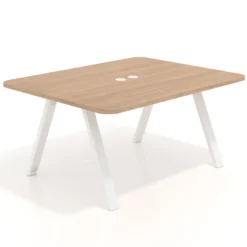 Mesa de oficina doble UvePro fondo 126, cantos redondeados, estructura blanca