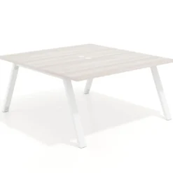 Mesa de oficina doble UvePro fondo 166, cantos rectos, estructura blanca