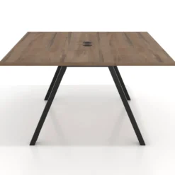 Mesa de oficina doble UvePro fondo 142, cantos rectos, estructura negra