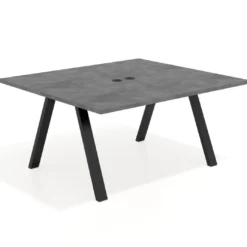 Mesa de oficina doble UvePro fondo 142, cantos rectos, estructura negra