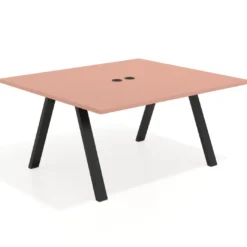 Mesa de oficina doble UvePro fondo 142, cantos rectos, estructura negra