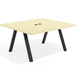 Mesa de oficina doble UvePro fondo 142, cantos rectos, estructura negra