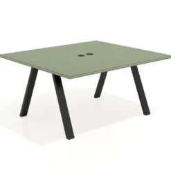 Mesa de oficina doble UvePro fondo 142, cantos rectos, estructura negra