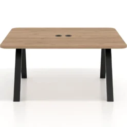 Mesa de oficina doble UvePro fondo 126, cantos redondeados, estructura negra