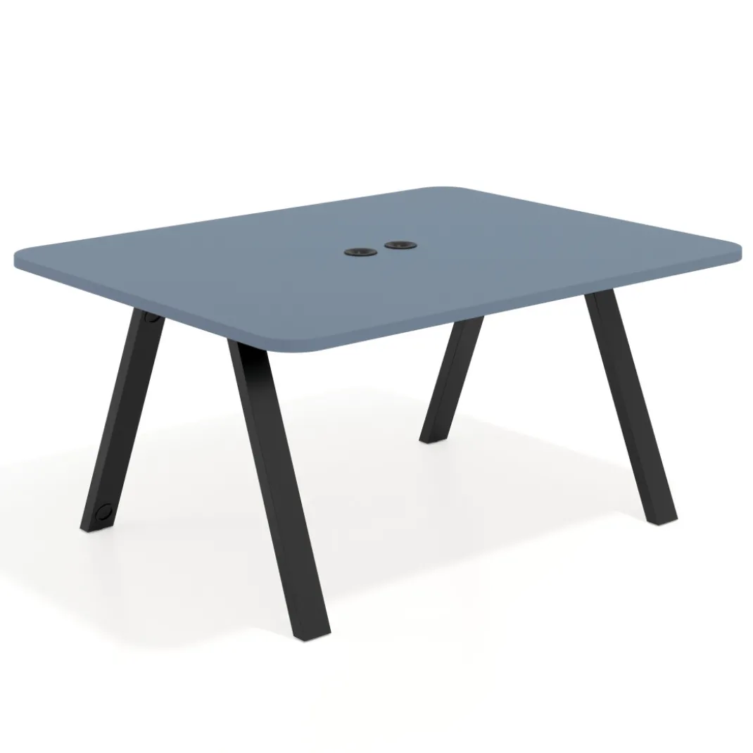 Mesa de oficina doble UvePro fondo 126, cantos redondeados, estructura negra