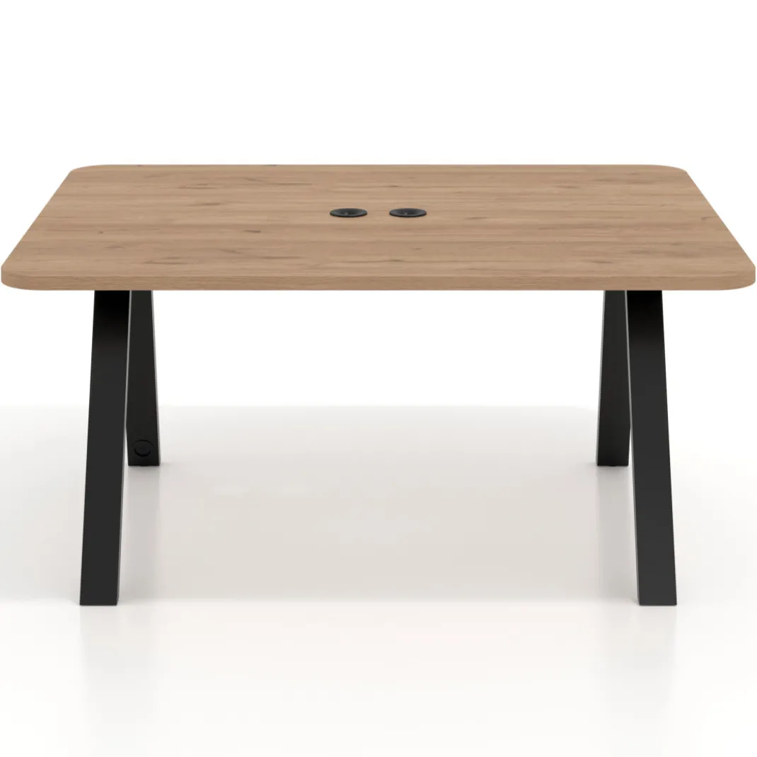 Mesa de oficina doble UvePro fondo 126, cantos redondeados, estructura negra