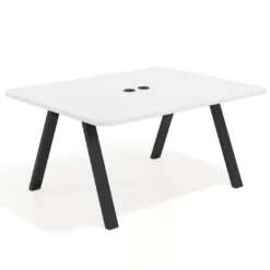 Mesa de oficina doble UvePro fondo 126, cantos redondeados, estructura negra