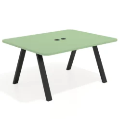 Mesa de oficina doble UvePro fondo 126, cantos redondeados, estructura negra