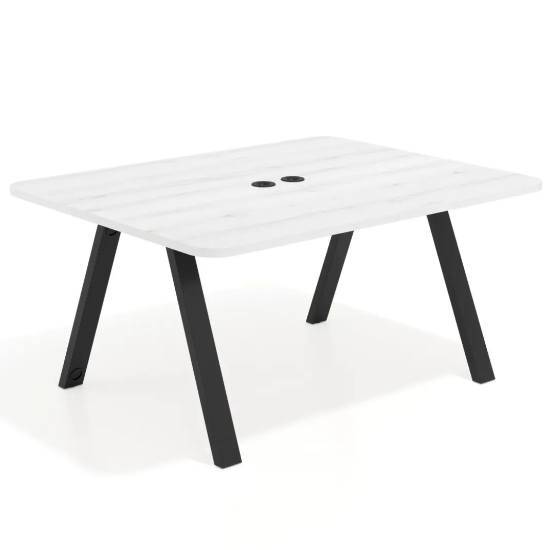 Mesa de oficina doble UvePro fondo 126, cantos redondeados, estructura negra