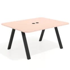 Mesa de oficina doble UvePro fondo 126, cantos redondeados, estructura negra