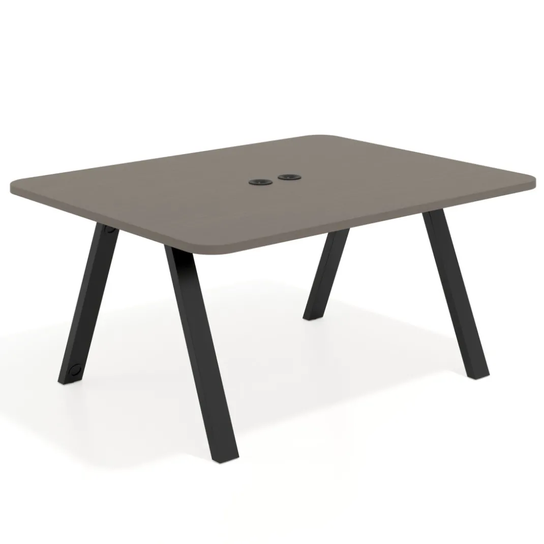 Mesa de oficina doble UvePro fondo 126, cantos redondeados, estructura negra