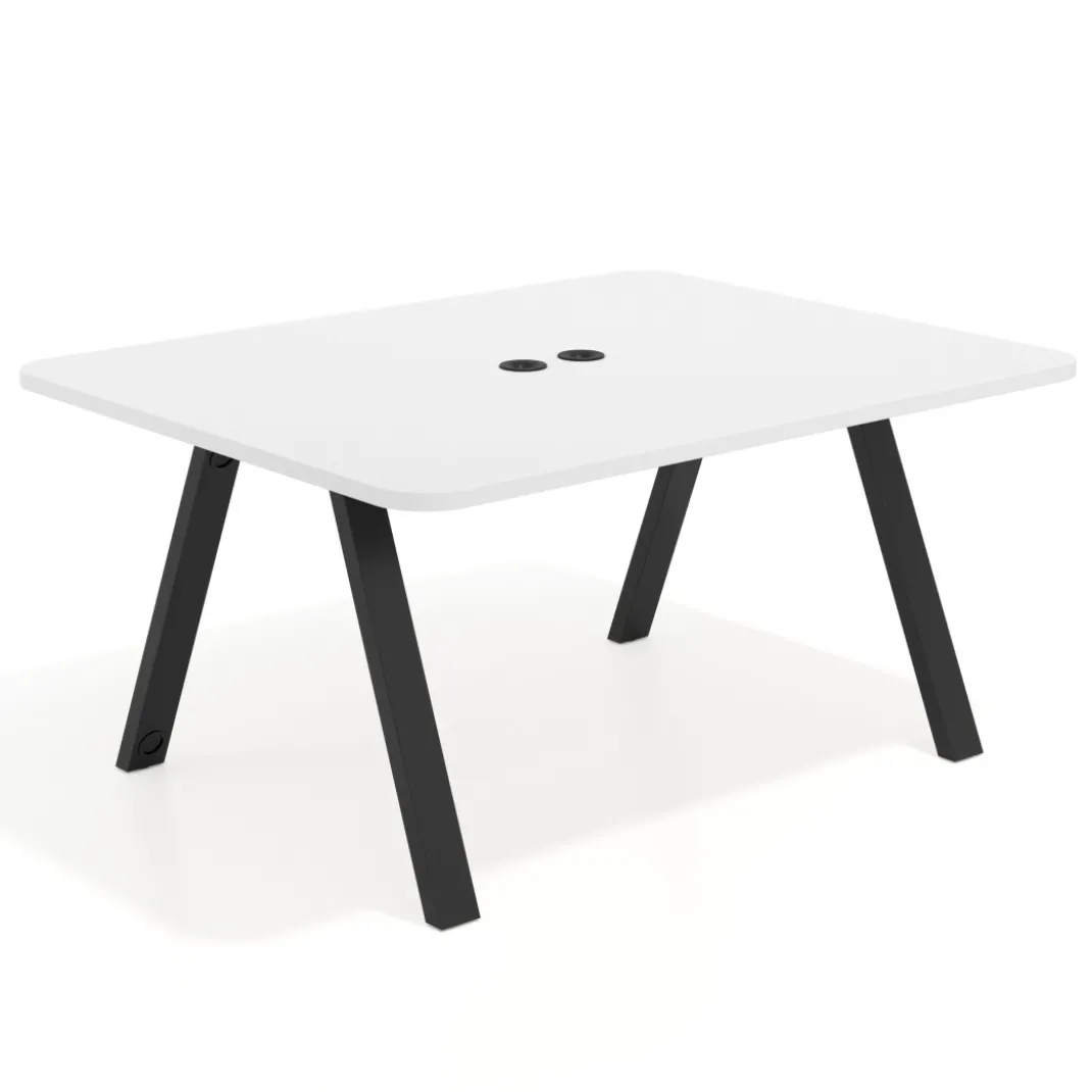 Mesa de oficina doble UvePro fondo 126, cantos redondeados, estructura negra