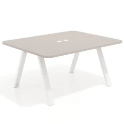 Mesa de oficina doble UvePro fondo 126, cantos redondeados, estructura blanca