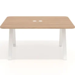 Mesa de oficina doble UvePro fondo 126, cantos redondeados, estructura blanca