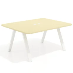 Mesa de oficina doble UvePro fondo 126, cantos redondeados, estructura blanca
