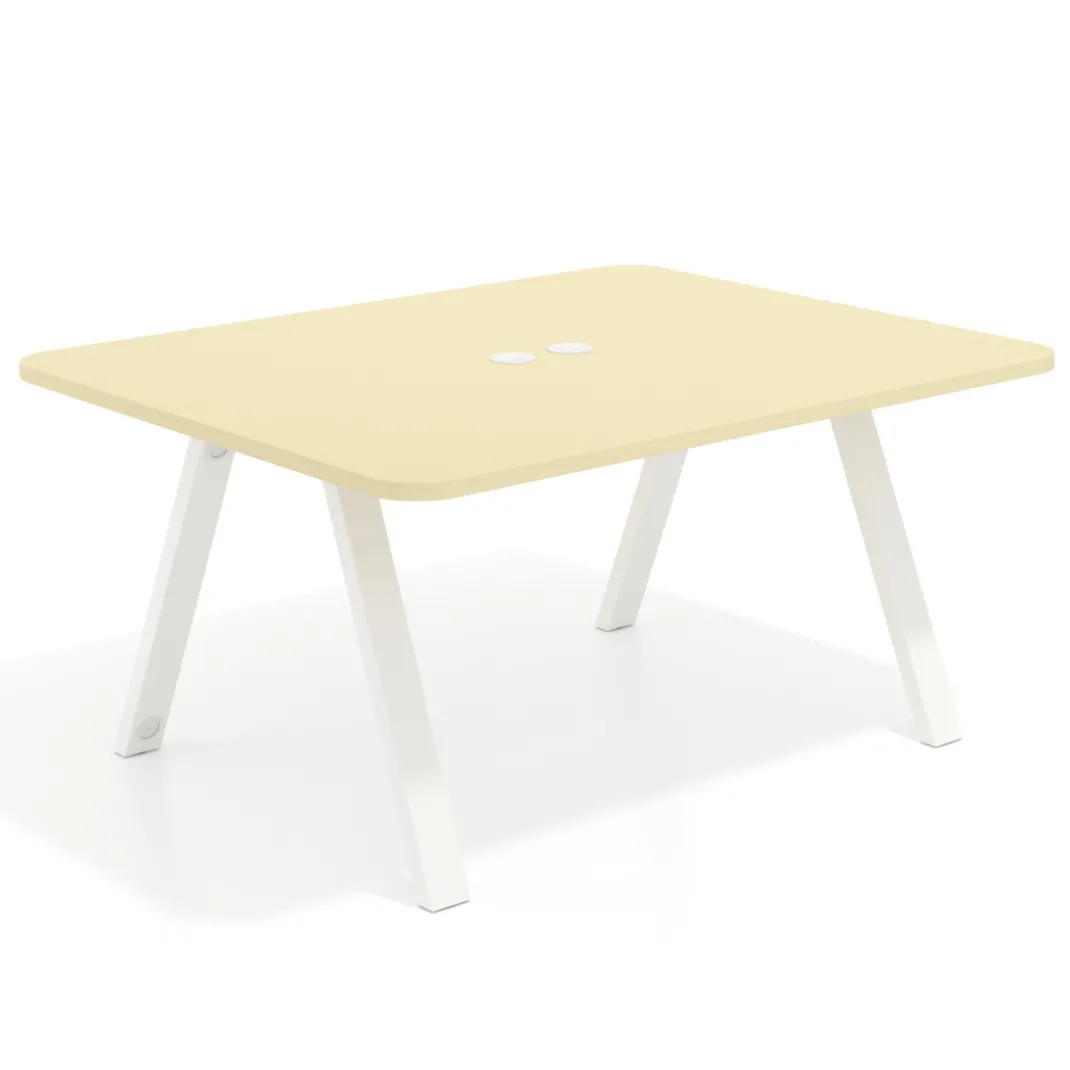 Mesa de oficina doble UvePro fondo 126, cantos redondeados, estructura blanca