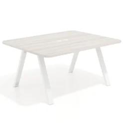 Mesa de oficina doble UvePro fondo 126, cantos redondeados, estructura blanca