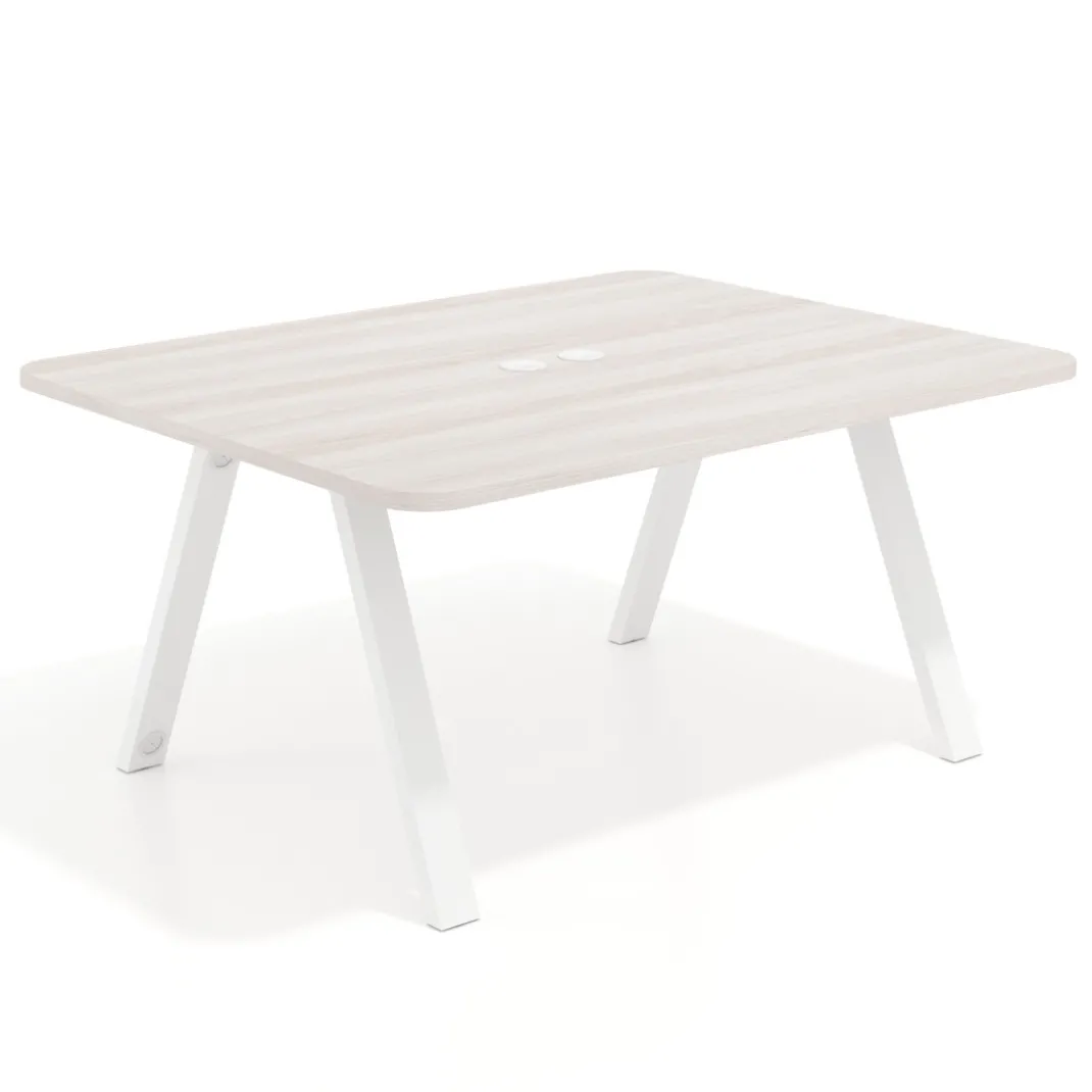 Mesa de oficina doble UvePro fondo 126, cantos redondeados, estructura blanca